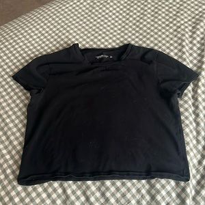 ABERCROMBIE Black Essential Cropped Top (Size: Large)